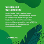 TOSSWARE NATURAL Arc - Plant Based Clear Cold Cups 16 oz - Plastic Alternative for Parties, Bachelorettes, Weddings - Recyclable - Set of 50