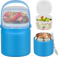 2 - in - 1 Soup Thermo for Hot Food 14oz with Snack Box Container Leak Proof Insulated Lunch Container Kids and Adults Stainless Steel Double Wall Vacuum Wide-mouth Thermal with Spoon and Handle