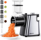 Electric Cheese Grater Upgraded, 250W Electric Slicer Shredder, Automatic Cheese Shredder, Electric Salad Machine for Fruits, Vegetables, Cheeses，Salad Maker With 5 Different Shapes of Blades