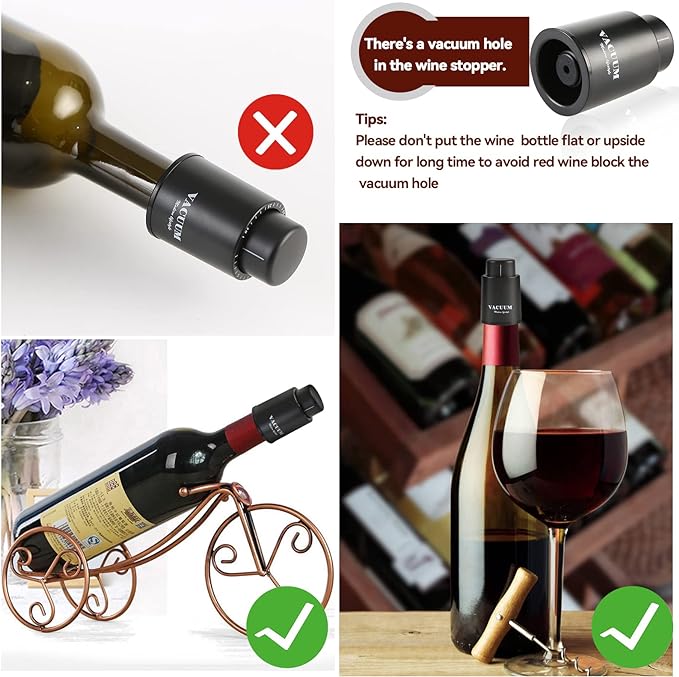 [2 PACK] Wine Bottle Stoppers,Real Vacuum Stoppers,Reusable Wine Preserver,Wine Corks Keep Fresh,Best Christmas and Birthday Gifts for Wine Lovers.