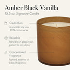 LAFCO New York Signature Candle, Amber Black Vanilla - 15.5 oz - 90-Hour Burn Time - Reusable, Hand Blown Glass Vessel - Made in The USA