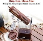 IKAPE 33.8oz Cold Brew Coffee Maker with Removable Filter, Leak-proof Spout for Iced Coffee, Tea & Flavored Drinks, Space Saving Tritan Pitcher (Brown)