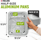 Aluminum Foil Pans - Half-Size 9" x 13", Pack of 25 - USA-Made Disposable Aluminum Trays for Steam Table & Chafing Racks - Great for Baking, Catering, BBQ, Parties, Food Delivery