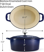 Tramontina Bestow Enameled Cast Iron Oval Dutch Oven Pot with Lid, Large 7-quart, Blue
