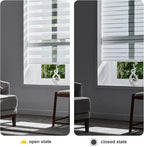 Persilux Cordless Zebra Blinds for Windows Free-Stop Roller Shades for Windows (33.5" W x 72" H, White) Dual Layer Window Treatments Room Darkening Roller Blinds for Home, Office and Kitchen