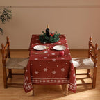ISAENNE Designer Christmas Red Table Cloth for Rectangle Table,Linen Tablecloth with Snowflakes Pattern,Wrinkle Resistant Decor Tablecloths for Dining Kitchen Thanksgiving,55"*79"-Carol C