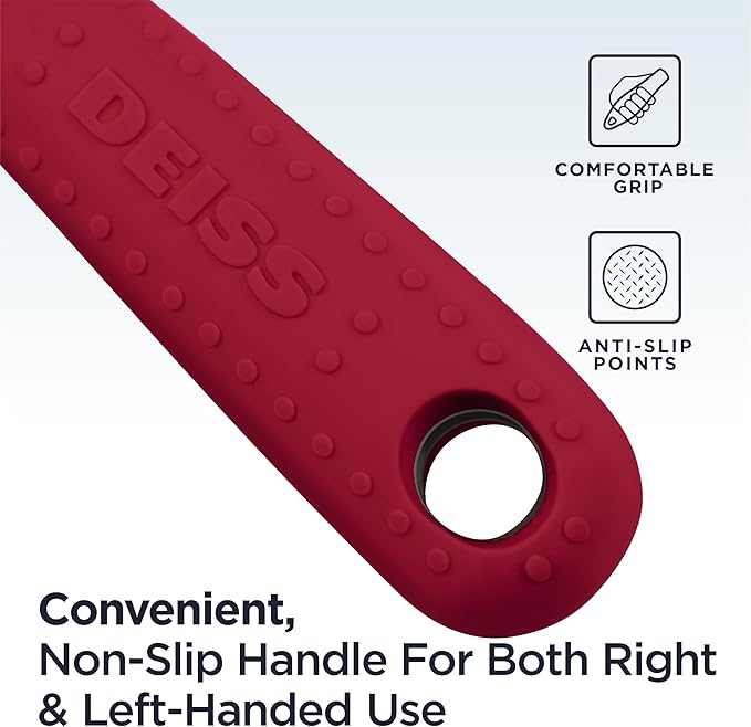 Deiss PRO Premium Swivel Vegetable Peeler - Sharp Stainless Steel Peeler With Easy Non-Slip Hand Grip, Potato Peelers For Kitchen, Fruit, Carrot, Apple, Veggie, Kiwi, Durable, Dishwasher Safe (RED)