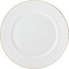 Mikasa Trellis Gold Rim Bone China Lightweight Chip Resistant 12 Piece Dinnerware Set, Service for 4