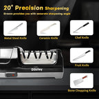 Professional 3-stage Electric Knife Sharpener for Kitchen Knives, with 100% Diamond Abrasive 20° Precision Angle Guide, Quickly Sharpening, Repairing/Restoring/Polish Blades (Black)