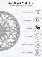 SMARTAKE 6 Set Silicone Trivets, Multi-Use Carved Trivet, Insulated Non-Slip Durable Kitchen Mat, Flexible Modern Kitchen Table Mat, for Hot Dishes, Pots, Dining Countertop, Grey