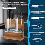 Original Sea Wave Magnetic Knife Block, Double Sided Knife Holder Holds Up To 10 Knives, Wooden Knife Storage Organizer for Counter Top without Knives (12 X 10 Inches)