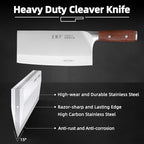 Chef Knife Chinese Cleaver Knife German Stainless Steel,Kitchen Chef Knife Ergonomic Comfortable Handle,Non-stick Razor-sharp Blade,Hundreds of Years of Craftmanship(7inch, Silver)