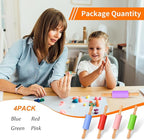 Mini Silicone Rolling Pin for Kids, Non-stick Surface Wood Handle, 9 Inch 4 Pack