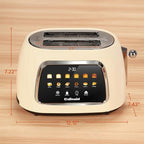 Toaster 2 Slice Smart Touch Screen, Retro 1.5'' Extra Wide Slot Stainless Steel Digital Bread Toaster with Memory Function, Bagel, Defrost, 6 Browning Levels and Removable Crumb Tray, Cream
