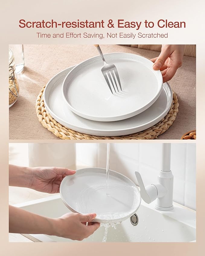Famiware Milkyway Plates and Bowls Set, 12 Pieces Dinnerware Sets, Dishes Set for 4, White
