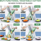 [All in 1] Upgraded Version Mandoline Slicer for Kitchen & Adjustable Mandolin. Detachable Blade, Cut Slicing, Strips, Shredding, Dicing, Chop Kitchen Vegetable Chopper