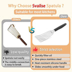 Fish Spatula Stainless Steel, Metal Spatula for Cast Iron Skillet, Slotted Turner with Silicone Handle for Cooking, Grilling, Flipping, Egg, Cookie, Pancake and Burger (Small, 11.7 Inch)