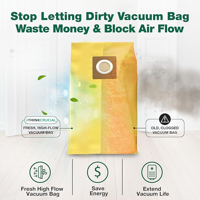 10 Replacements for Hoover HushTone Canister Vacuums Bags Part # AH10243, Fits Models: CH54013, CH54015, CH54113 & CH54115 (10 PACK) by Think Crucial