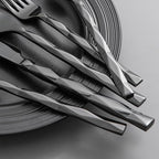 KINGSTONE Black Silverware Set, Luxury 40 Piece Flatware Set for, 18/10 Stainless Steel Cutlery Set with Diamond Cut Pattern for Kitchen, Home, Wedding, Party, Mirror Polished and Dishwasher Safe