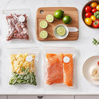 MEGAWISE Vacuum Zipper Bags 15Pcs (10 * 11in), BPA Free, Reusable Food Storage Bags with Air Valve for Sous Vide Cooking/Freezer/Microwave Heating, with 5 Seal Clips.