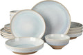 Gibson Elite Hailstone 16 Piece Stoneware Reactive Glaze (Service for 4) Ceramic Plates and Bowls Dinnerware Set - Moon Blue