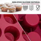 Nalchios Silicone Muffin Pan 12 Cups Deep Jumno, Chocolate Molds Silicone, Nonstick BPA Free Silicone Baking Molds, Dishwasher & Microwave Safe Muffin Tin, Easy To Use and Clean Candy Molds