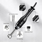 VONCI 280W Commercial Immersion Blender, Light Duty Hand Blender with Variable Speed 6000-20000RPM, Handheld Stick Mixer with 9.5" Detachable Shaft, Professional Blender for Restaurant Kitchen.