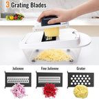 8 Blade All-in-1 Vegetable Chopper Mandoline Slicer with Container, Food Chopper, Onion Chopper, Veggie Cutter for Salad, Kitchen Gadgets Accessories Essentials, White