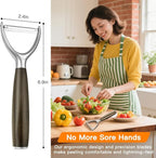 JUSEEPO Premium Vegetable Peeler, Y Type Swivel 304 Stainless Steel Blade Comfortable Solid Wood Handle, Practical gift for the home kitchen mom grandma for Veggie, Fruit, Potato(Exotic Ebony)