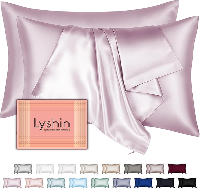 Mulberry Silk Pillow Cases 2 Pack Queen Size 20x30 Inches with Hidden Zipper, Ultra Smooth and Soft Breathable Cooling Silk Satin Pillowcase Set of 2, Better for Hair and Skin, Gifts for Women Men