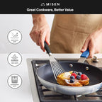 Misen Fish Silicone Spatula - Slotted Turner for Cooking - Perfect for Frying - Heat Resistant - Dishwasher Safe -1mm Thick Flexible Flipper - Soft Silicone Grip Handle for Easy Use