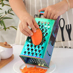 4 Sides Box Grater For Kitchen,Stainless Steel Cheese Grater With Handle,Multi-Function Vegetable Slicer Food Shredder For Chees,Ginger,Vegetables,Rainbow