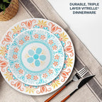 Corelle Terracotta Dreams Dinnerware Set for 6 18 Pieces Dinner Plates, Appetizer Plates, and 18 Oz Bowls Dishwasher, Microwave, and Freezer Safe Proudly Made in the USA