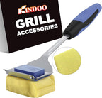 Grill Cleaning Brush Bristle Free for Outdoor Grill Brush Extended Handle for Cast Iron Stainless-Steel Grates, Replaceable BBQ Cleaner Brush Head, Steam Safe Grill Brush with Scraper, Purple