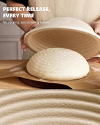 Wood Pulp Banneton Bread Proofing Baskets Set of 2, 9 Inch Round 2.2LB Sourdough Banneton Basket with Liner, Non-Stick Dough Proofing Bowl for Rising and Baking