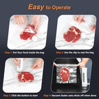 Vacuum Sealer with 10 Bags, Handheld Sealer with Visible Water Tank, Portable for 6X Freshness, Sous Vide & Kitchen Storage