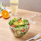 [48 oz. 150 Sets Clear Plastic Salad Bowls with Airtight Lids Disposable To Go Mixing Containers Serving for Fruit, Quinoa, Lunch and Meal Prep