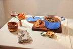 Misen 7 QT Enameled Cast Iron Dutch Oven - Chip-Resistant Enamel Coating - Thick Iron Core For Heat Retention - Large Cooking Surface - Oven Safe, Induction Compatible - Traditional Lid, Blue