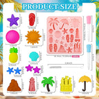 2 Pcs Summer Beach Theme Silicone Molds with 2 Droppers and 1 Brush, Silicone Pineapple Castle Sun Starfish Shell Chocolate Candy Mold for Summer Party Marine Baking Mold
