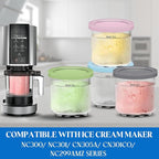 Creami Pints and Lids for Ninja - 4 pack Creamy Icecream Containers Cups Jars Tubs Canisters Set, Smoothie Pot Compatible with NC299AMZ & NC300s Series Creamer Ice Cream Maker Machine Accessories