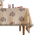 ISAENNE Designer Linen Light Beige Long Table Cloth Rectangle,French Colorful Floral Tablecloth,Stain Resistant Decor Tablecloths for Dining Thanksgiving Christmas Kitchen,63"*102"-Helena E
