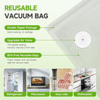 Vacuum Sealer Bags, 40 Reusable Vacuum Sealer Bags for Food, BPA-Free, Meal Prep and Sous Vide Cooking,Works for Handheld Sealer and Vac Sealer Machine with External Vacuum Systems