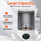 Milk Frother, 4-in-1 Electric Milk Steamer, 11.8oz/350ml Large Capacity for Auto Warm/Cold Foam, Heating Milk for Coffee, Latte, Macchiato, Cappuccino, Hot Chocolate (White)
