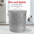Amici Home Newport Galvanized Metal Canister | Dry Food Storage Container | Airtight Lid | 156 Ounce Capacity | Farmhouse Décor | Rustic Metal Canister for Kitchen Countertop (Silver)