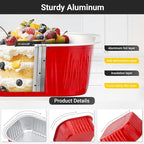 EUSOAR Disposable Ramekins with lids, 10oz 50pcs Square Baking Cups with Lids, 300ml Muffin Liners Snacks Desserts Flan, Pie Ramekin, Recyclable Catering Gathering Wedding Party Favor Baking Cups-Red