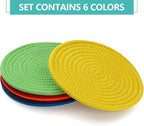 Trivets for Hot Dishes, Pots and Pans, 8 Inches Hot Pads 6 Pcs, Pot Holders for Kitchen, Heat Resistant Mat Protect Counter, Coasters Set Home Essentials Farmhouse Decor (Rainbow)