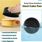 LIANYU 6 Inch Round Cake Pan for Baking, Nonstick Stainless Steel Baking Cake Pan Tin Bakeware for Birthday Wedding Party, Non Toxic Coating, 2 Inch Deep, Dishwasher Safe, Black