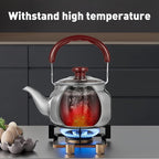 LIFKOME Traditional Stainless Steel Heavy Duty Tea Kettle With Sandwich Bottom and Specialty Cool Touch Handling Mirror Finish Stainless Steel Whistling Tea Kettle Stove Top