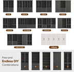 70.8" Tall Black Bookshelf with Glass Doors, Farmhouse Modular Bookcase with 6-Tier Adjustable Shelves, Large Storage Cabinet for Home Office, Living Room