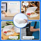 YANGRUI Food Containers 8 Inch 34 oz 55 Pack - Shrink Sealed & Stackable | BPA Free Mineral Filled PP Plastic | Heavy Duty Freezer & Microwave Safe | Restaurant Grade 3 Section White Lunch Boxes